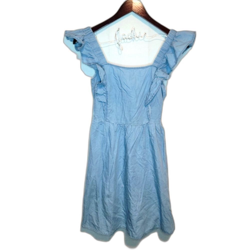 Wallflower Chambray Sleeveless Ruffle Tie Back Cottagecore Boho Dress Size Small
